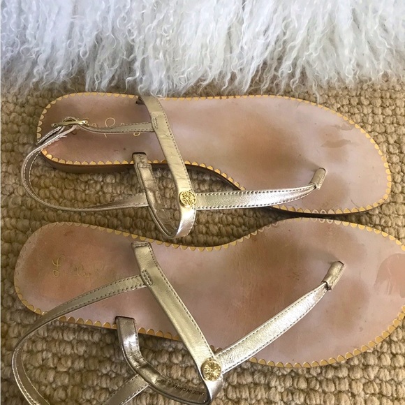 Lily Pulitzer Gold Strap Sandals, 6.5us - Picture 2 of 5